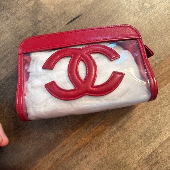 Vinyl CC Logo Cosmetic Pouch Red - Picture 2 of 10